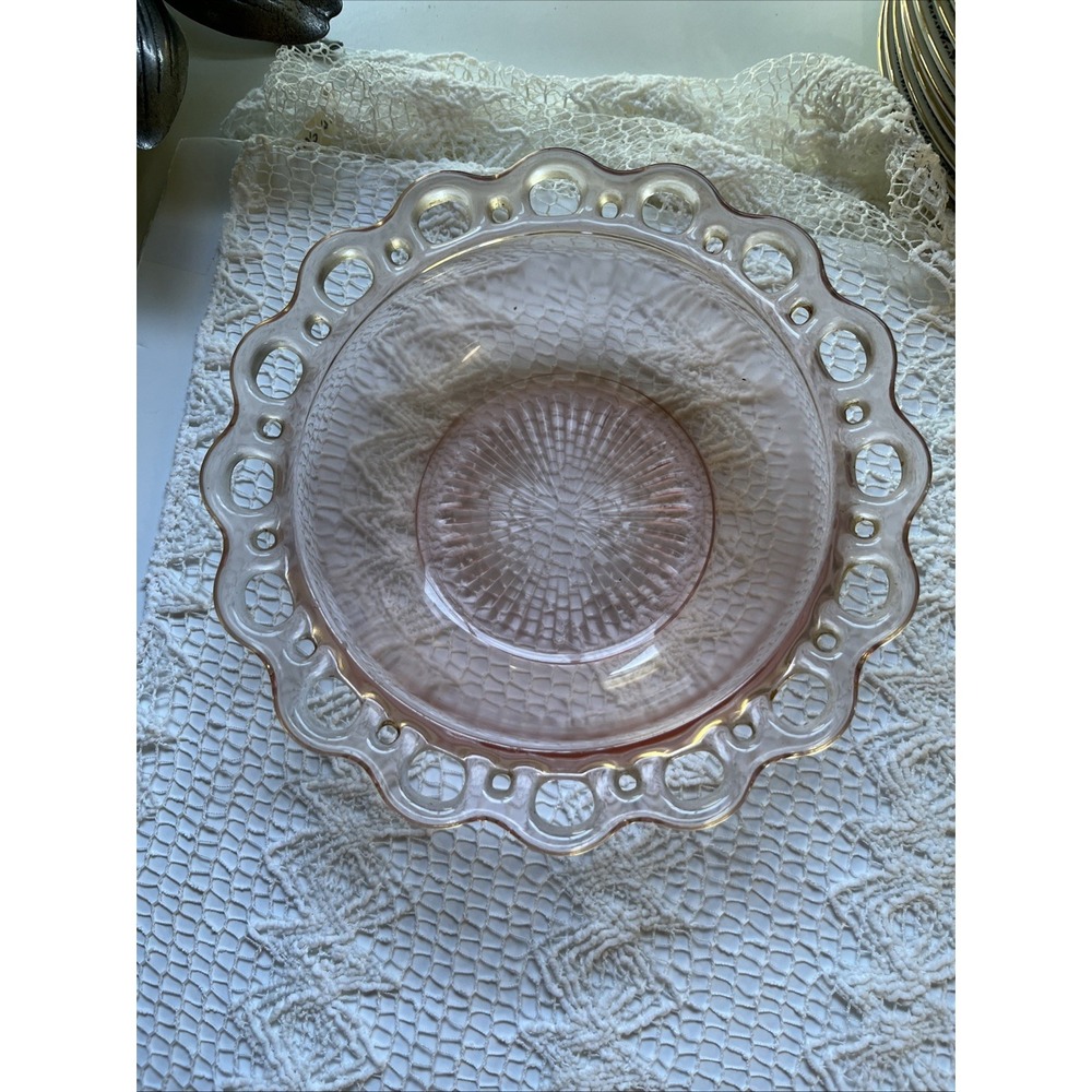 Pink Depression Glass Anchor Hocking Old Colony Bowl 9.5" Vintage